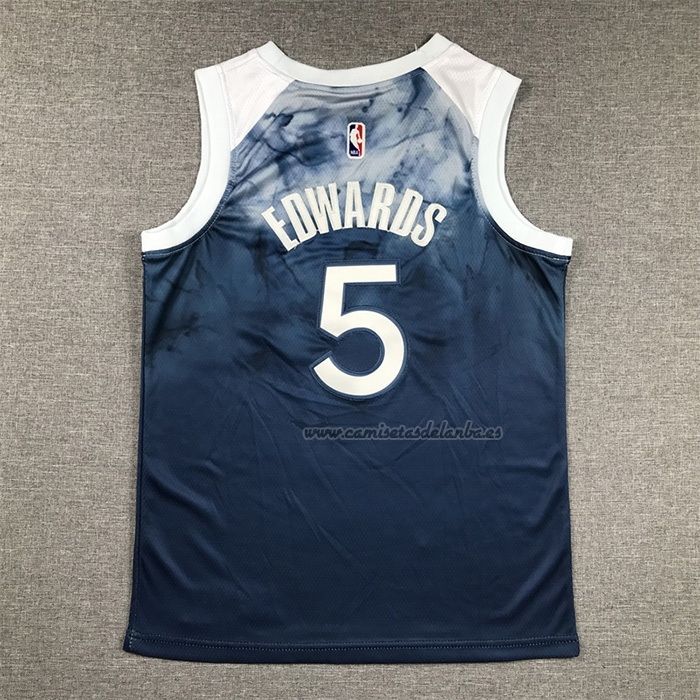 Camiseta Nino Minnesota Timberwolves Anthony Edwards NO 5 Ciudad 2023-24 Azul